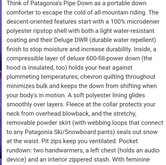 Patagonia Maroon Pipe Down Ski Puffer Jacket, 600-Fill European Go… - Picture 5 of 12